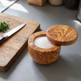 Olive Wood Box for Tea, Salt, or Spices