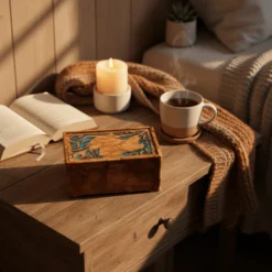 Boîte en bois d'olivier avec incrustation en époxy – vue 3