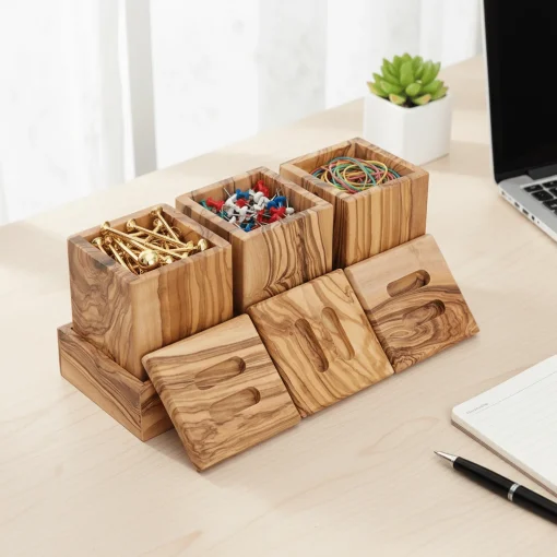Set de 3 pots à épices en bois d’olivier
