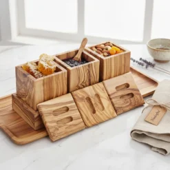 Set de 3 pots à épices en bois d’olivier – vue 5