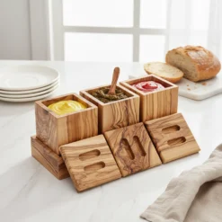 Set de 3 pots à épices en bois d’olivier – vue 6