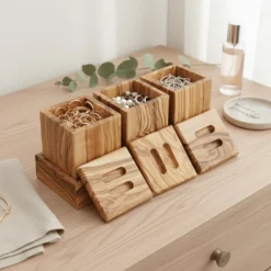 Set de 3 pots à épices en bois d’olivier – vue 7