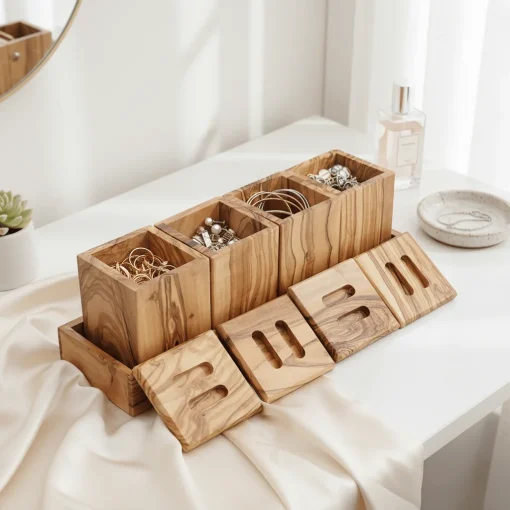 Set de 4 pots à épices en bois d’olivier