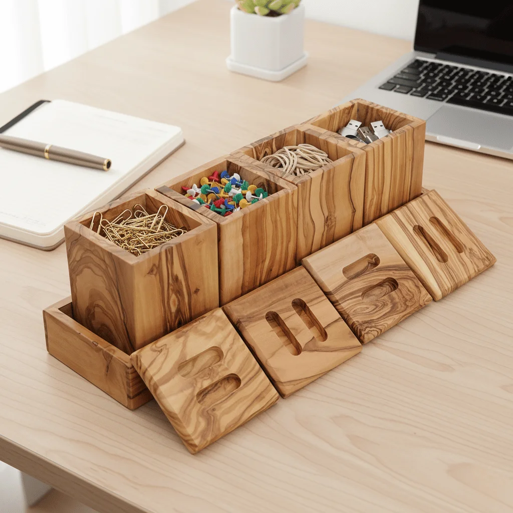 Set de 4 pots à épices en bois d’olivier – vue 2
