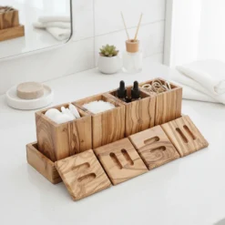 Set de 4 pots à épices en bois d’olivier – vue 3