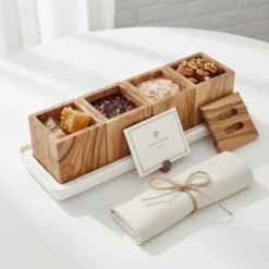 Set de 4 pots à épices en bois d’olivier – vue 5