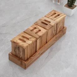 Set de 4 pots à épices en bois d’olivier – vue 7