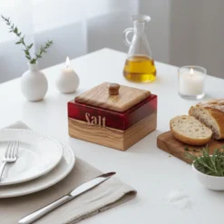 Boîte à sel en olivier et résine – vue 5