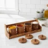 Set de 4 pots à épices ronds en olivier