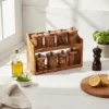 Set de 8 pots à épices ronds en olivier