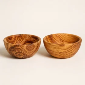 Duo de saladiers en bois d’olivier 20 cm – bord régulier
