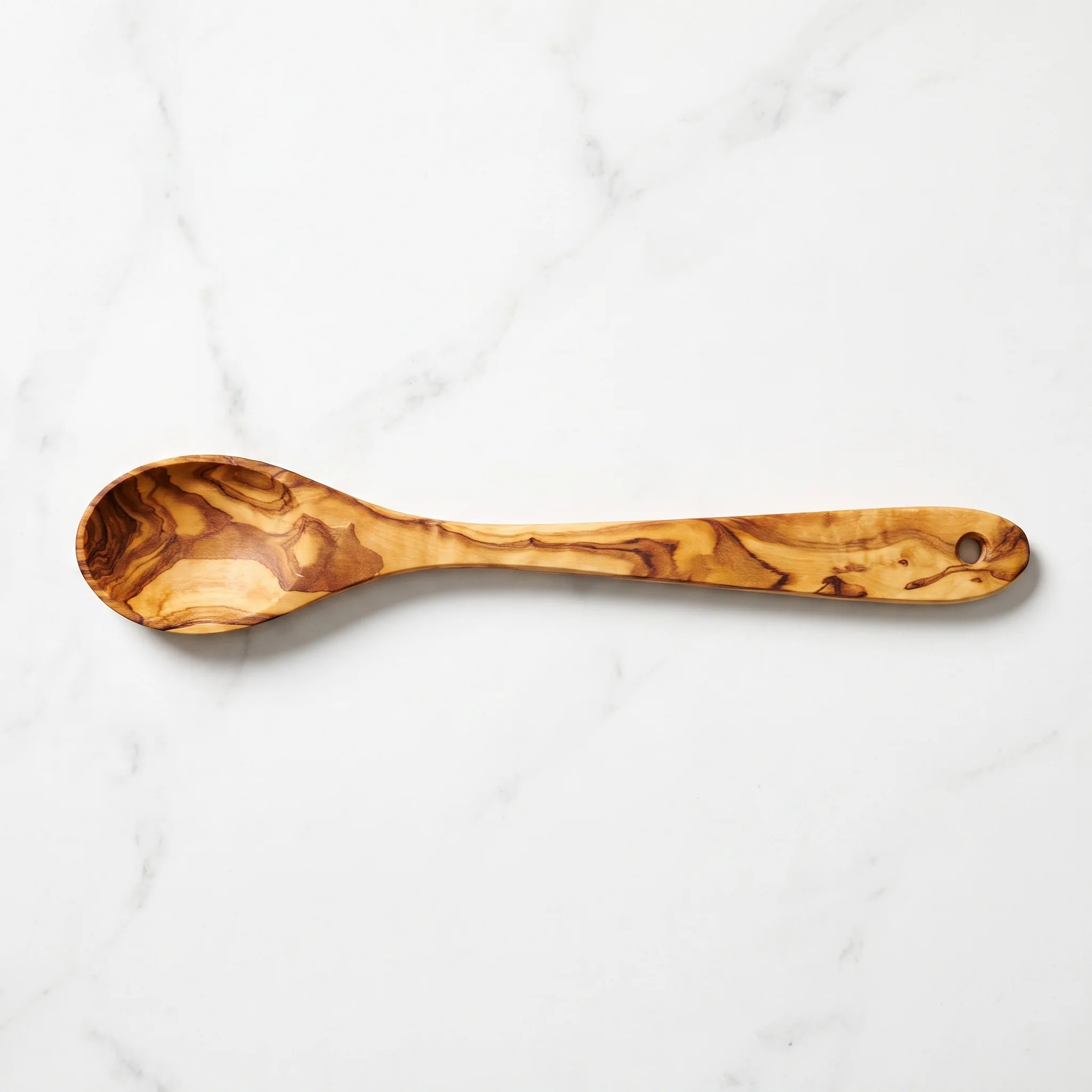 30 cm olive wood spoon viewed from above