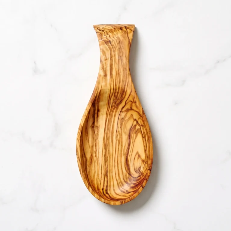 23 cm olive wood spoon rest viewed from above