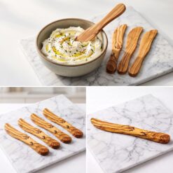 Quatre tartineurs de 18 cm en bois d’olivier du coffret apéritif