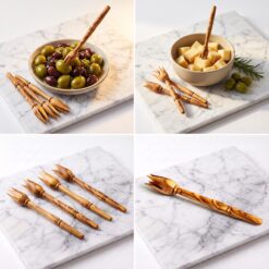 Quatre pics apéritif de 15 cm en bois d’olivier du coffret