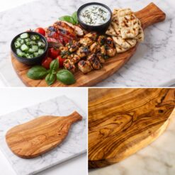 Planche à manche en bois d’olivier du coffret apéritif 10 pièces