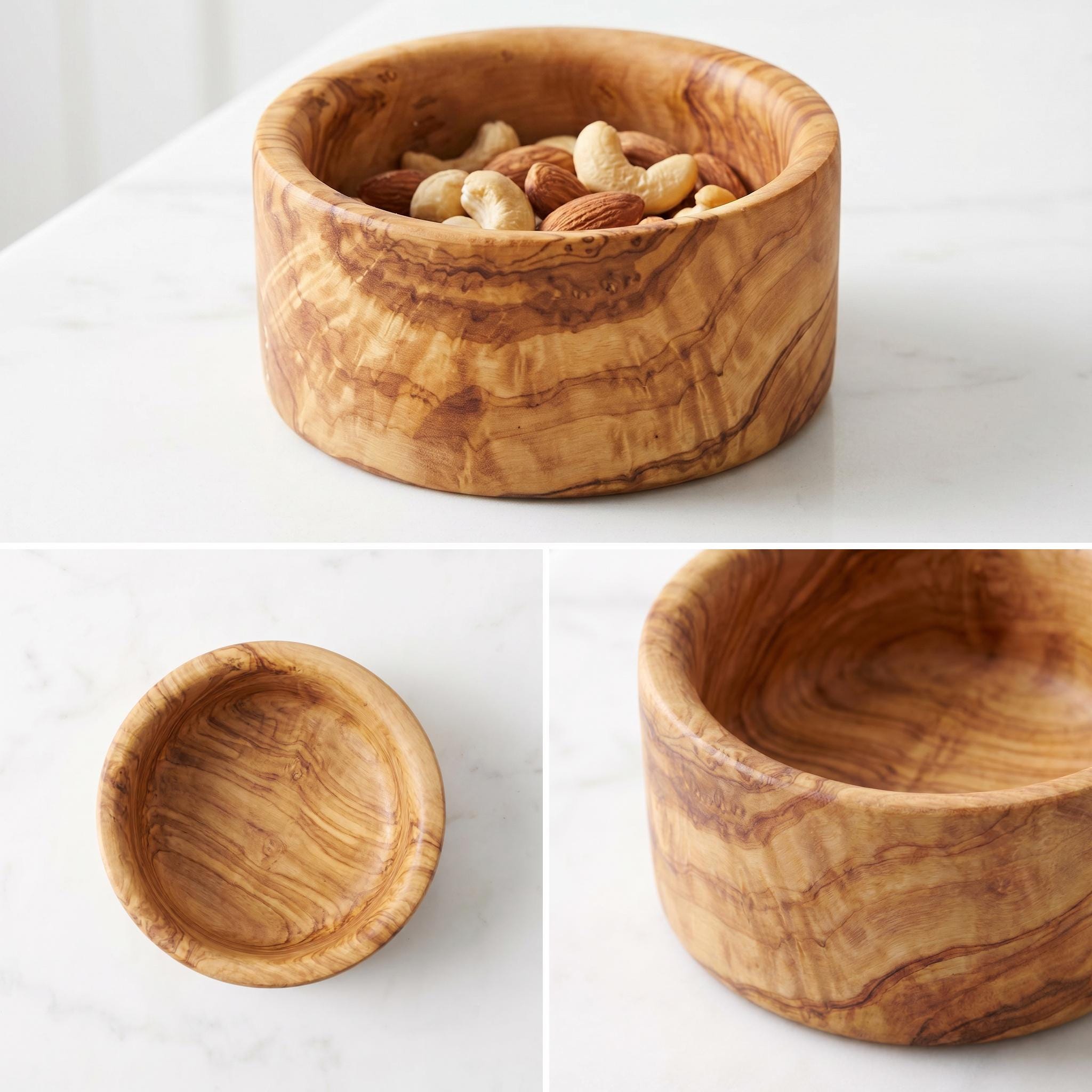 Détails du bol apéritif de 12 cm en bois d’olivier — aliments non inclus